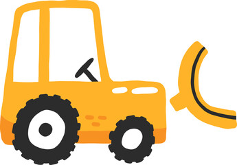 Grader. Cute doodle drawn illustration in cartoon style for kids. Side view