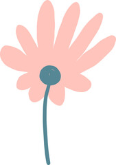 Beautiful png floral illustration with drawn flower. Stock clip art