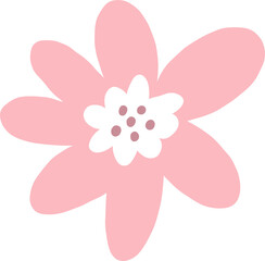 Beautiful png floral illustration with drawn flower. Stock clip art