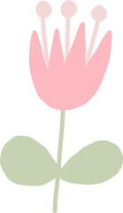 Beautiful png floral illustration with drawn flower. Stock clip art