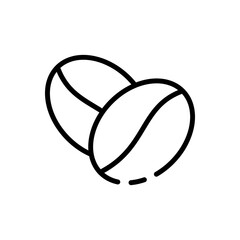 Coffee beans line icon. Coffee, latte, cappuccino, americano, mug, tea, tea bag, herb, cafe. Coffe house concept. Vector black line icon on a white background