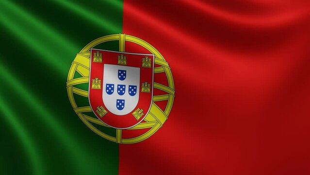Portuguese flag in the wind closeup, the national flag of Portugal flutters in 3d, in 4k resolution. High quality 4k footage