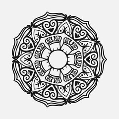 Circular pattern in form of mandala for Henna, tattoo, decoration. Decorative ornament in ethnic oriental style. Coloring book page.