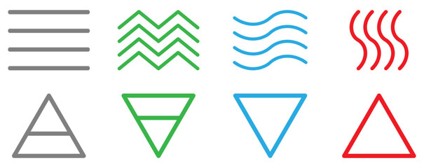 Four nature elements. Earth, air, fire and water. Nature concept Vector illustration