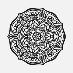 Circular pattern in form of mandala for Henna, tattoo, decoration. Decorative ornament in ethnic oriental style. Coloring book page.