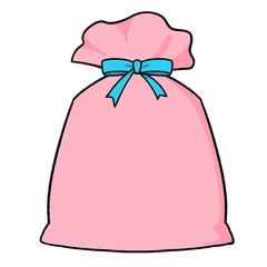 リボンでラッピングした袋に入ったプレゼント