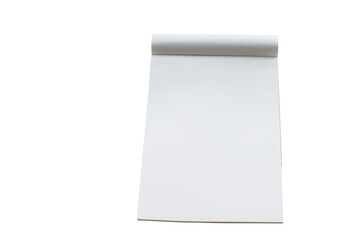 Real paper photo, brochure mockup template, softcover, closeup, isolated on light grey background to place your design