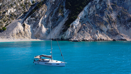 Naklejka na ściany i meble Cruising on a yacht in Greece