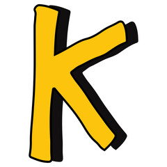 Letter K hand drawn illustration in emo doodle design