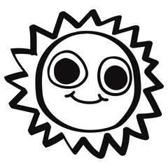 Cute sun hand drawn illustration in emo doodle design - obrazy, fototapety, plakaty