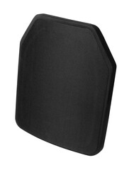 Combat armor isolated on white background. Ballistic plate close-up. Armored insert for body armor.