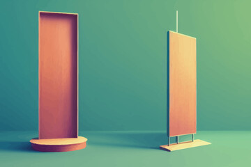 3d wooden podium display with leaf shadow, copy space