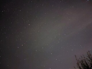 Bright night starry sky in the village