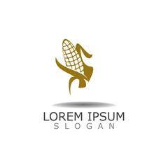 Corn simple logo design agriculture farming vector