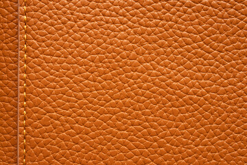 Brown leather texture background with stitching