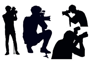 Photographer in various positions in black