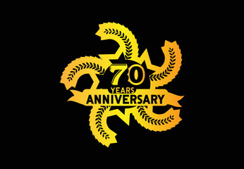 70 years anniversary logo and sticker design