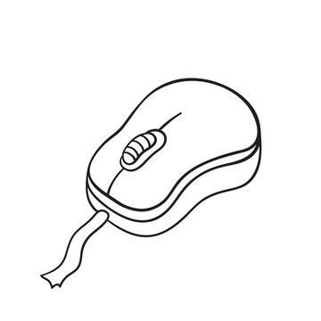Isolated vector illustration of computer mouse. Cute thin line icon for design, cover etc.