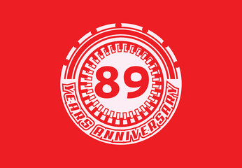 89 years anniversary logo and sticker design