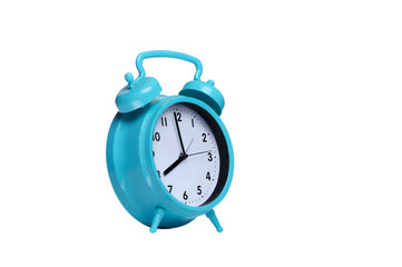 Isolated on white blue alarm clock