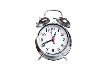 Isolated on white retro metallic alarm clock