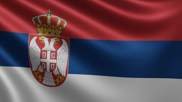 Serbian flag in the wind close-up, the national flag of Serbia flutters in 3d, in 4k resolution. High quality 4k footage