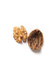walnut and cracked walnut isolated on white background