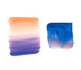 abstract watercolor hand painted stains on white 