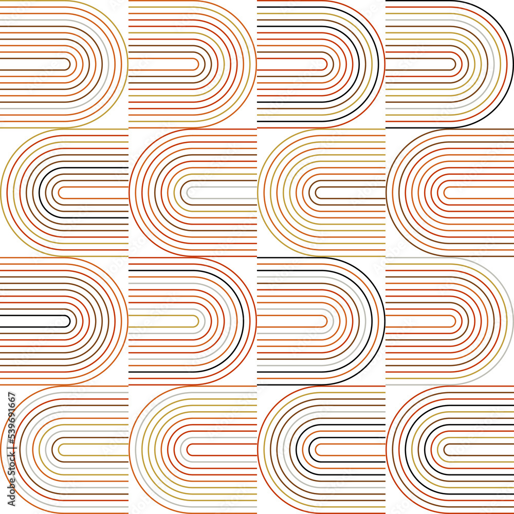 Poster modern vector abstract seamless geometric pattern with semicircles and circles in retro style. paste