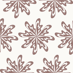 Seamless white background with beige flowers, a seamless pattern with ornamental florals in beige and white 