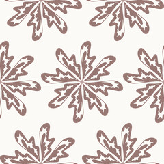 Seamless white background with beige flowers, a seamless pattern with ornamental florals in beige and white 