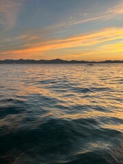 Beautiful orange sunset at the sea, natural colors, seascape background