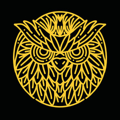 Owl Bird illustration Monoline Vector Logo, animal vintage badge, creative emblem Design For Tshirt