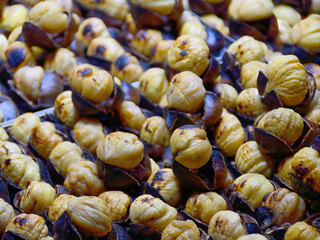 Selective focus photo of roasted chestnuts