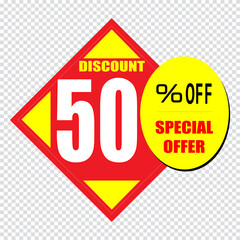 50 percent discount sign icon. Sale symbol. Special offer label