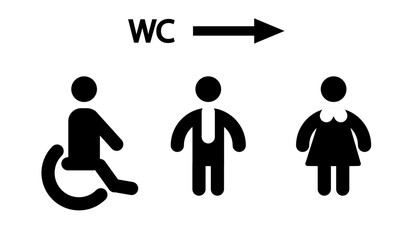 Toilet bowl sign for disabled people, men and women. vector illustration
