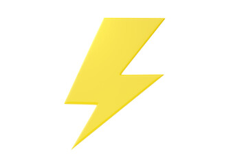 Lightning 3d illustration - thunder power icon, energy quick bolt and electric flash. Fast thunderbolt cartoon sign