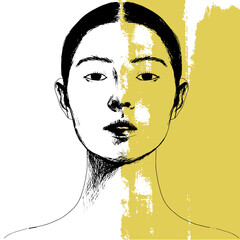 여자 정면 얼굴 피부 뷰티 일러스트 드로잉 벡터 디자인