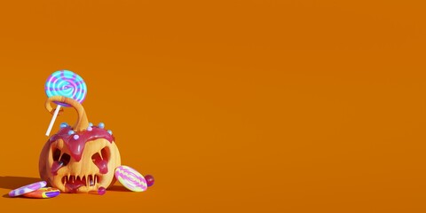halloween 3d render illustration wallpaper background pumpkin design 