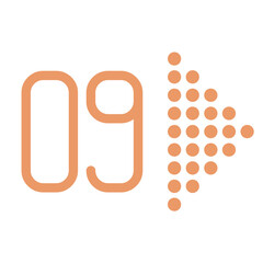 Number Info-graphic Bullet point 9, Arrow Shape number, Arrow Infographic Number.