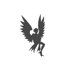 Japanese mythology bird and man combined logo