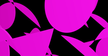 Render with composition of pink triangles and rounded shapes