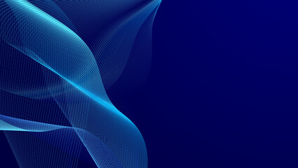 Abstract blue background with wave curve line and digital technology concept