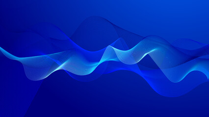 Abstract blue background with wave curve line and digital technology concept