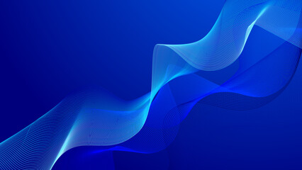 Abstract blue background with wave curve line and digital technology concept