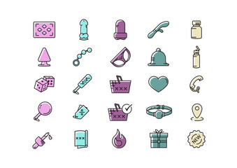 Sex shop icon set X25