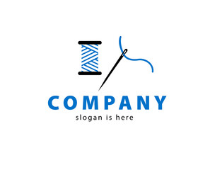 Blue and black spool thread Logo. Vector symbol