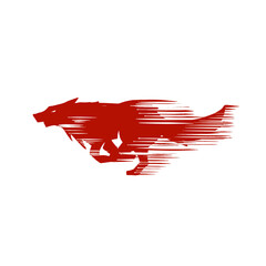 logo wolf in night and run