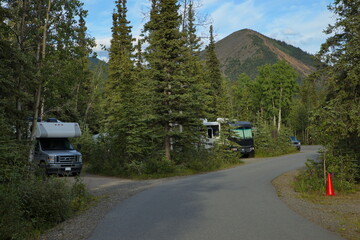 Fototapeta na wymiar Campground in Denali National Park and Preserve,Alaska,United States,North America 