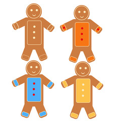 Gingerbread clipart. Watercolor Christmas illustrations set. New Year holiday decor. Winter traditional cookie with ornament. Isolated on white background